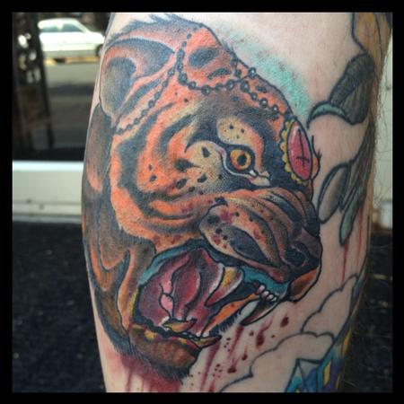 Gary Dunn - Traditiona colored tiger tattoo, Gary Dunn Art Junkies Tattoo